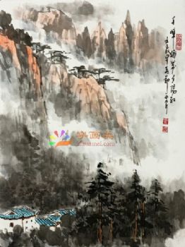 风景水墨山水国画中式风景国画