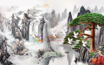 风景水墨山水国画中式风景国画