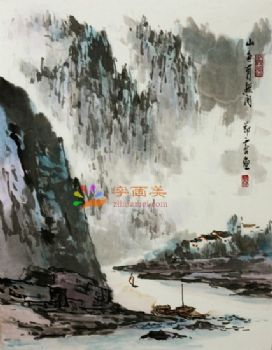 风景水墨山水国画中式风景国画
