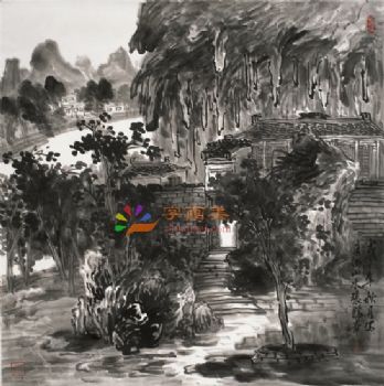 风景水墨山水国画中式风景国画