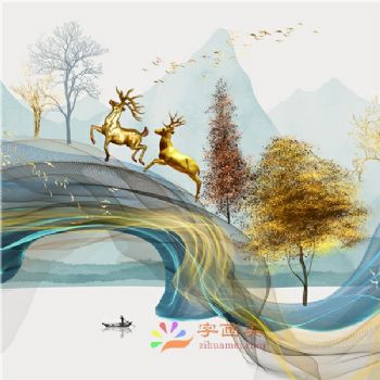 组合装饰画轻奢三联组合画晶瓷画