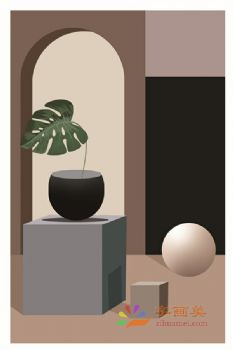 莫兰迪风格现代艺术装饰画高清微喷晶瓷画
