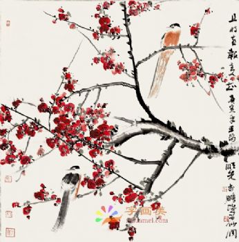 精品花鸟国画工笔花鸟国画方形花鸟水墨画