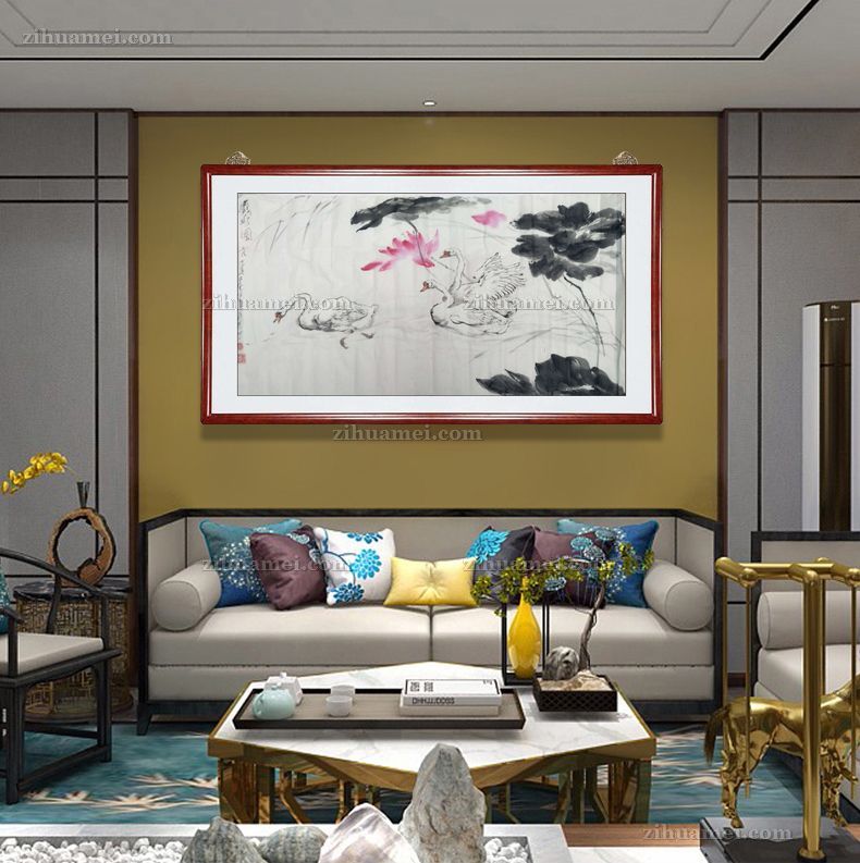 荷花图花鸟画