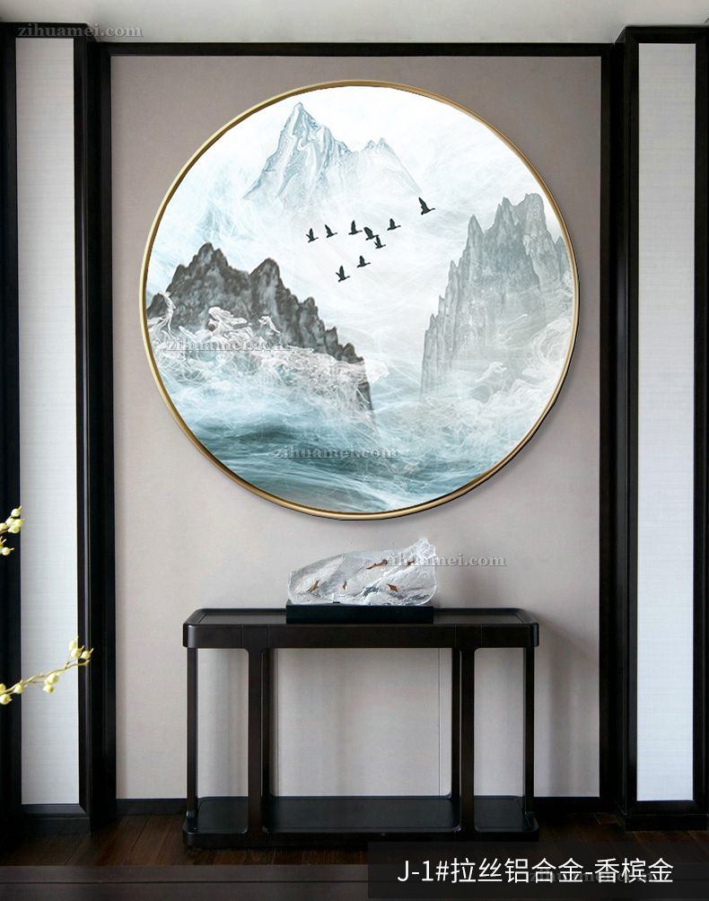 圆形中式山水画