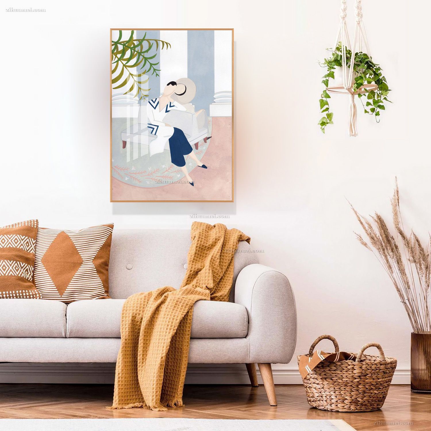 北欧抽象人物装饰画客厅背景挂画温馨卧室床头画