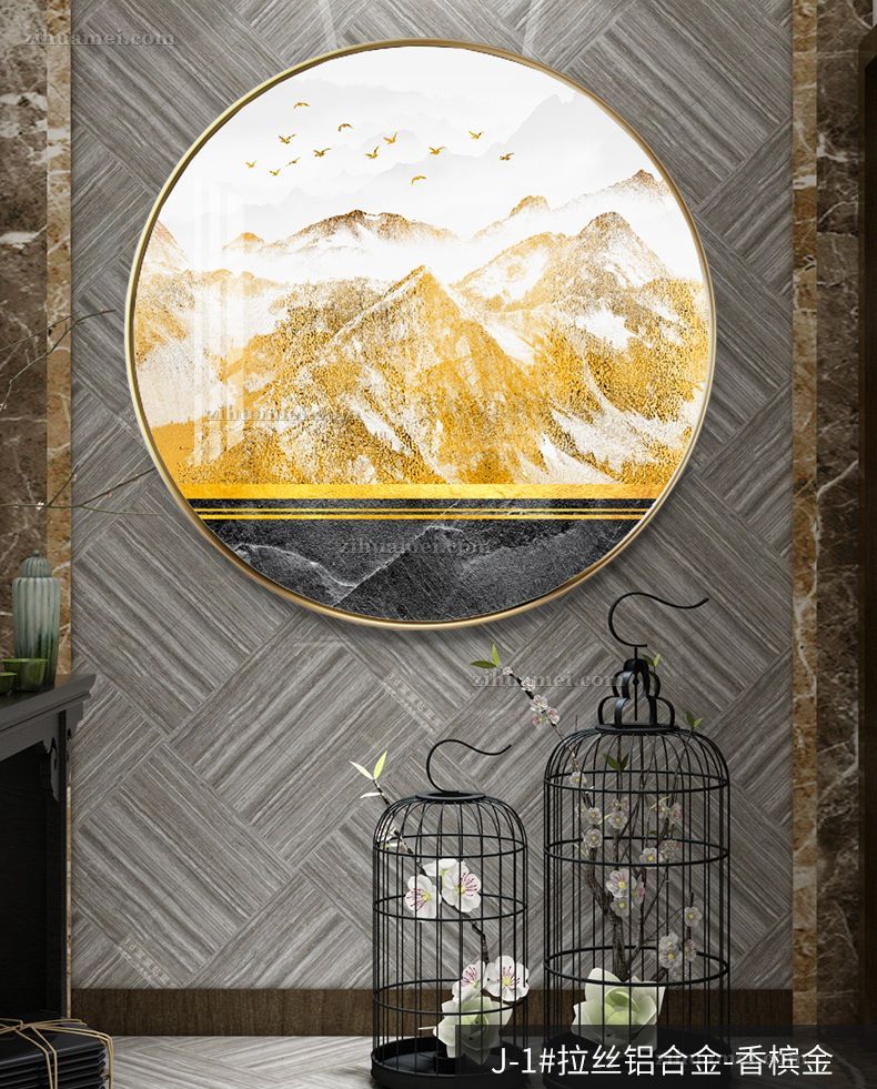 适合玄关的黄金山山水画