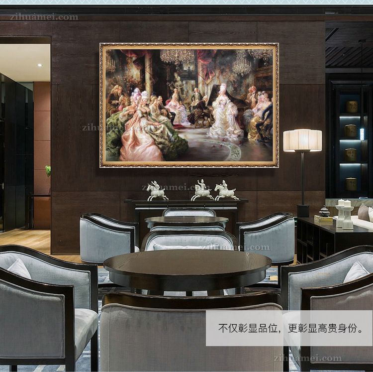 酒店餐厅手绘欧式人物油画