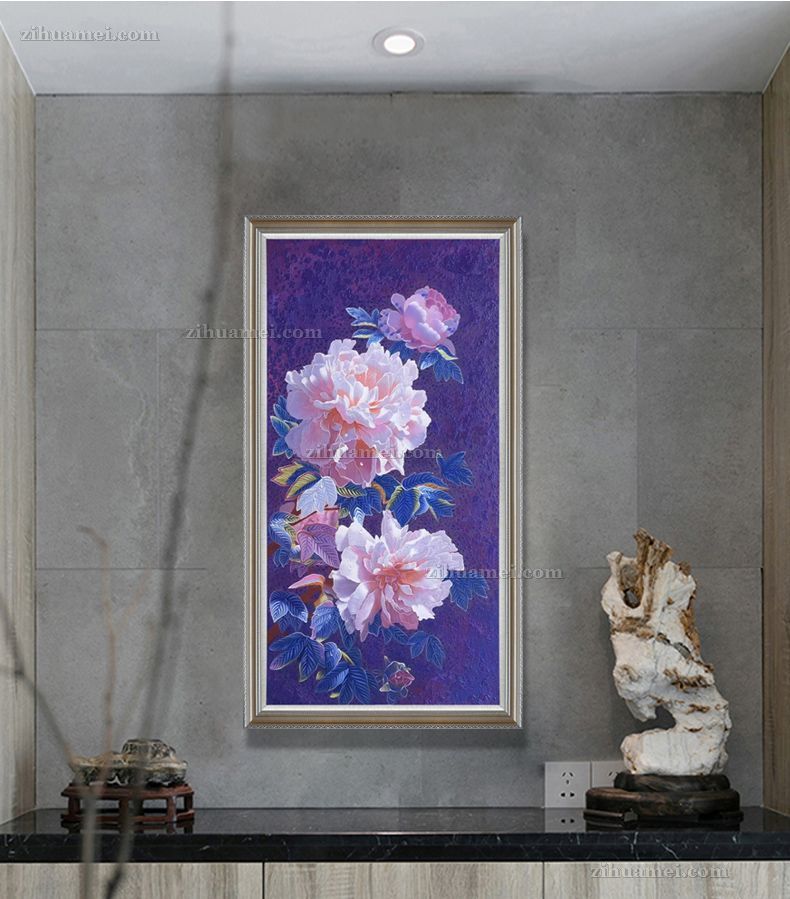 适合玄关走廊的新中式牡丹油画