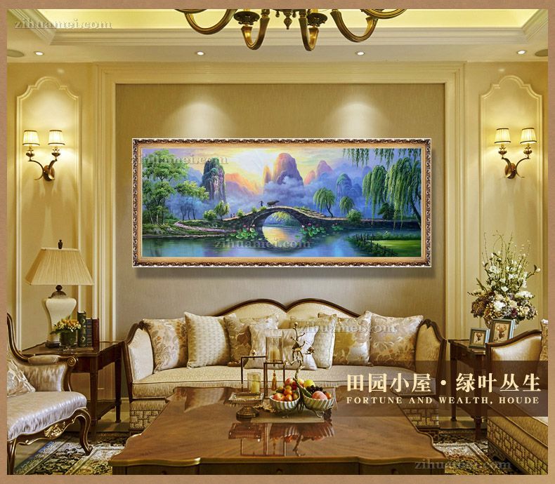 适合客厅的青山绿水风景油画