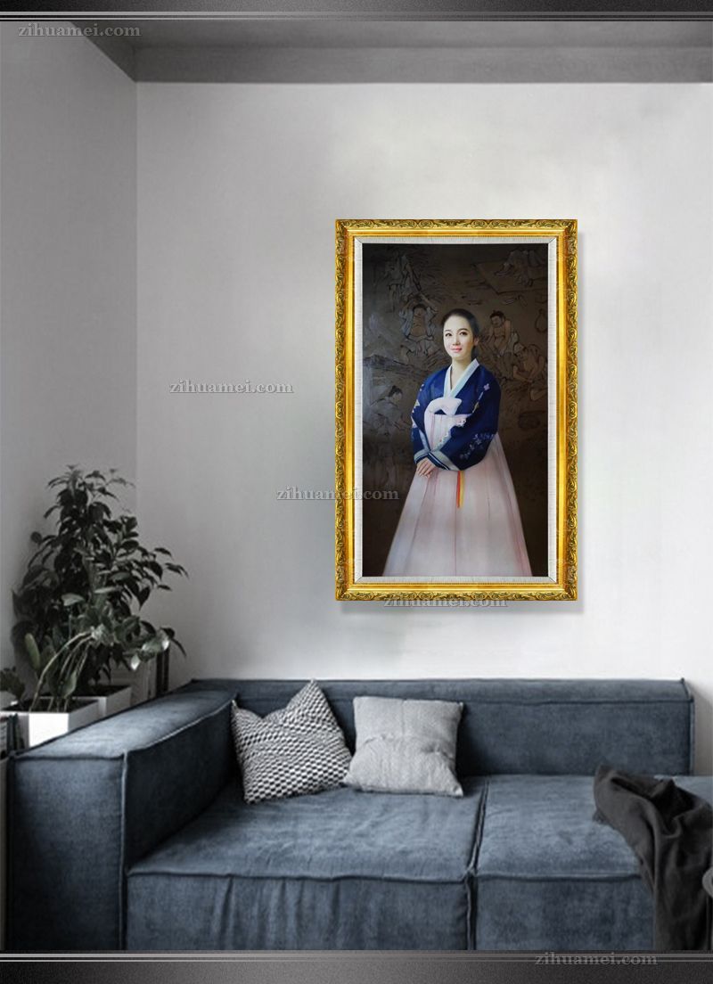 适合酒店大厅客厅的纯手绘写实人物油画