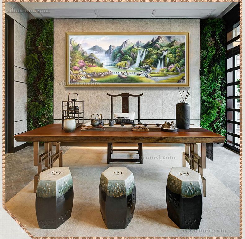 工笔山水装饰油画