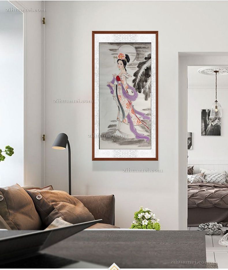 写意人物国画美女闭月羞花之容