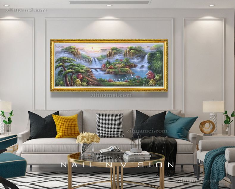 纯手绘中式风水油画