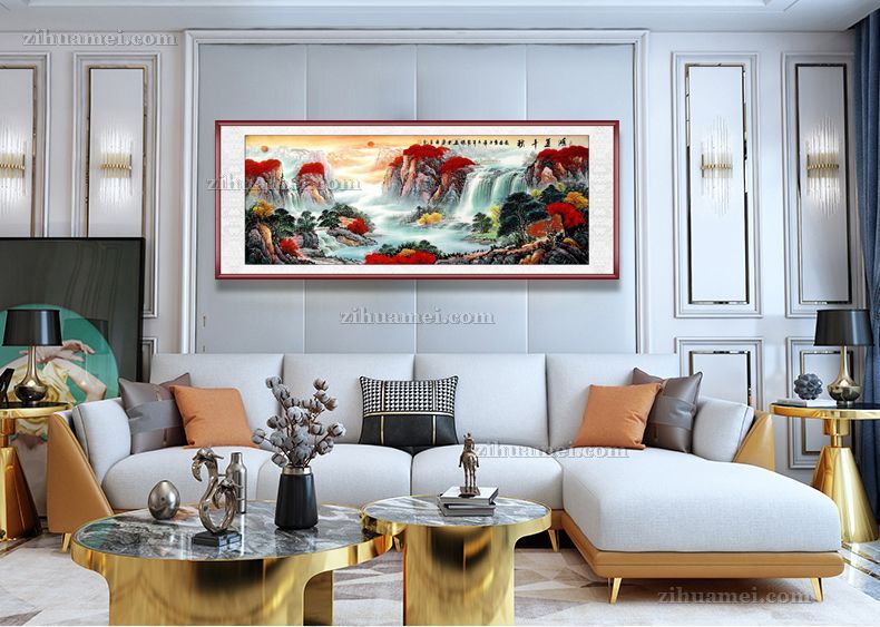 鸿运千秋手山水画