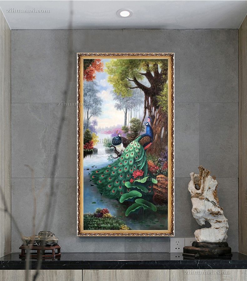 适合玄关动物油画