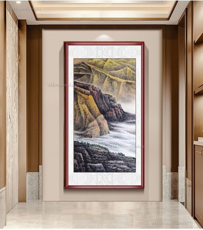 适合背景墙装饰山水画