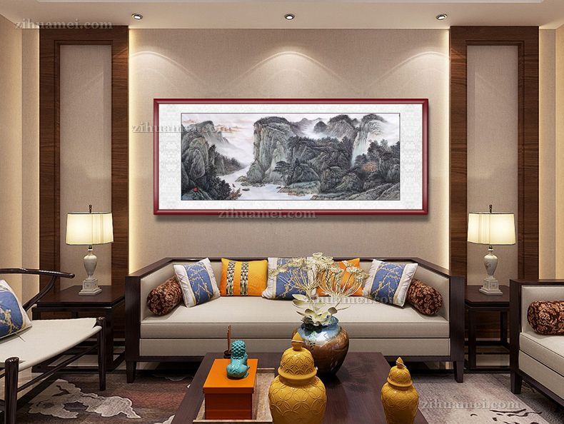 大厅适合的山水国画