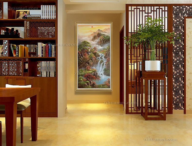 适合中式玄关的纯手绘风景山水画