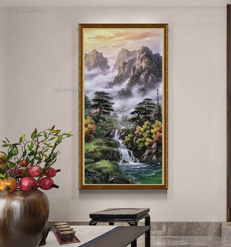 适合酒店玄关客厅的中式风水油画
