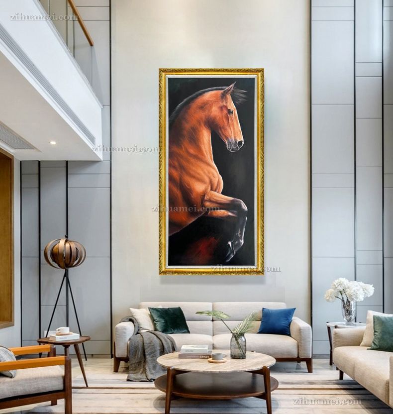 适合办公室的骏马图动物油画