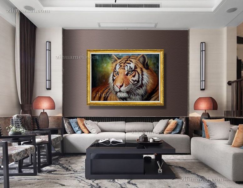适合老板办公室的精品动物油画老虎油画