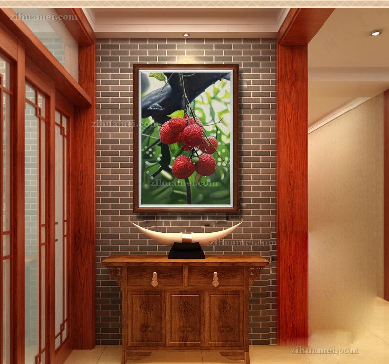 客厅挂画水果纯手绘油画荔枝