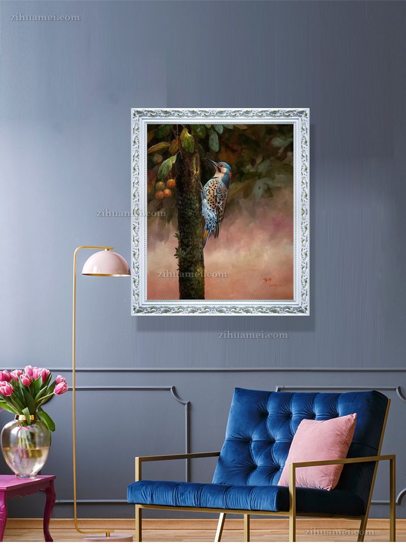 小精品动物油画手绘写意画