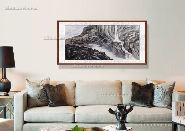 纯手绘传统中式水墨风景国画