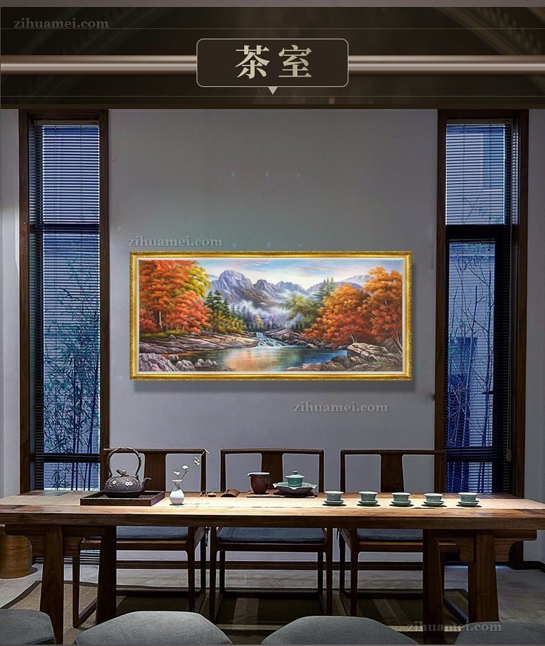 美式风景油画纯手绘山水画