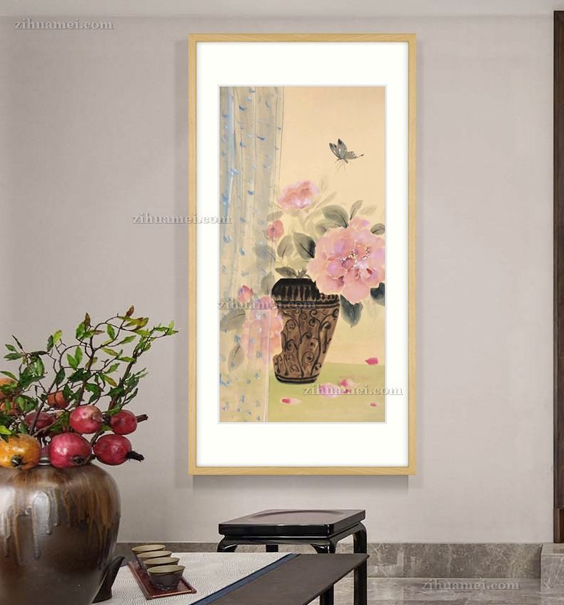 清新淡雅的国画风适合卧室的花鸟水墨国画