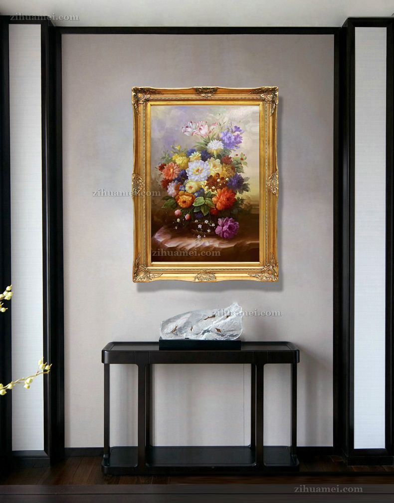 纯手绘古典花卉油画