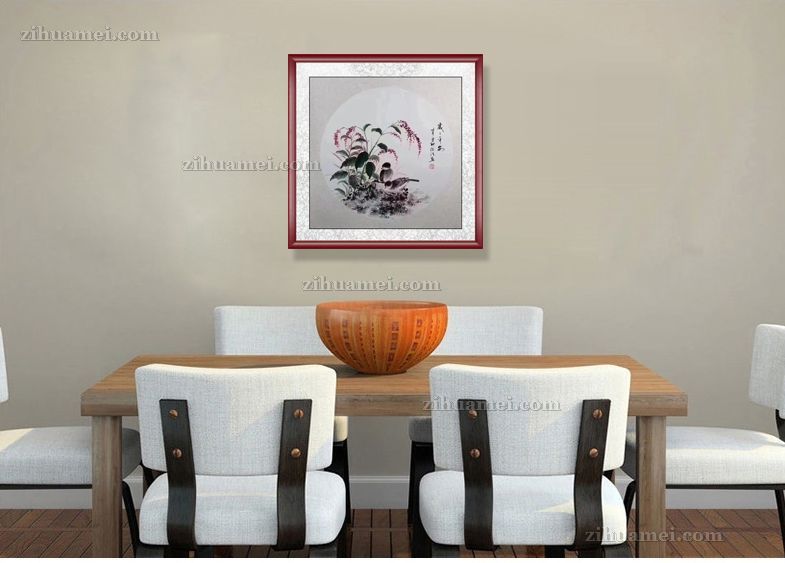 手绘水墨画花卉国画岁岁平安图小写意斗方画小品