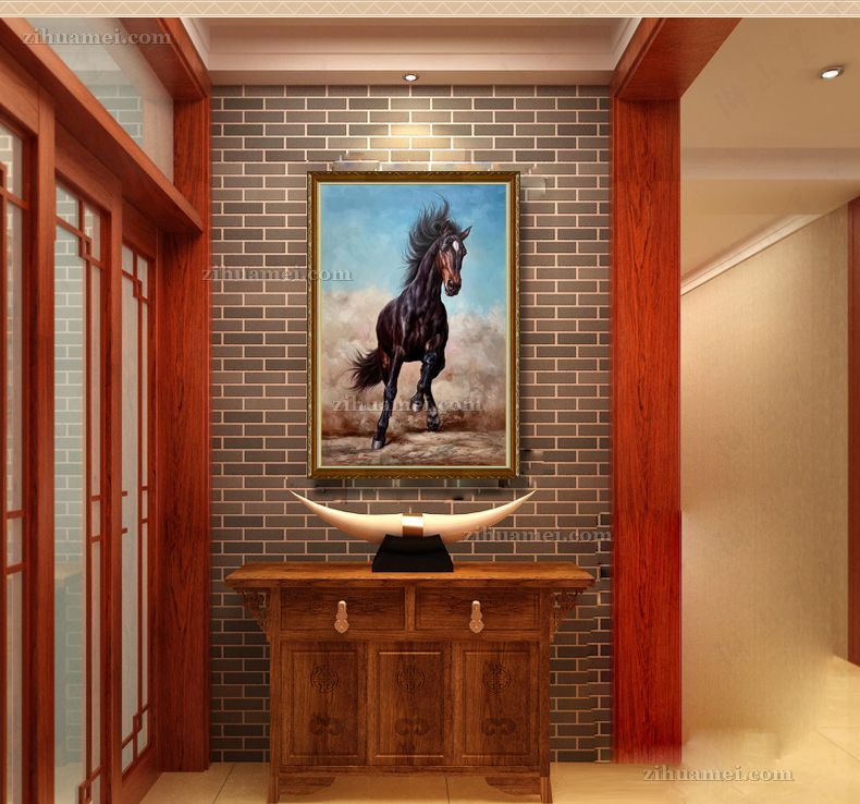 适合办公室的骏马图动物油画
