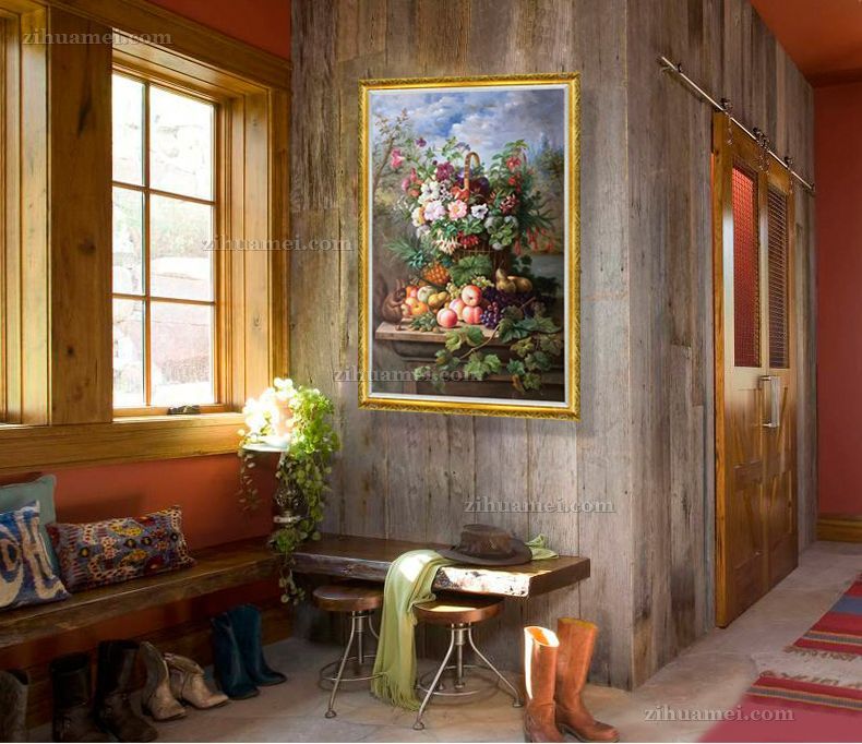适合卧室客厅的古典欧式花卉油画作品