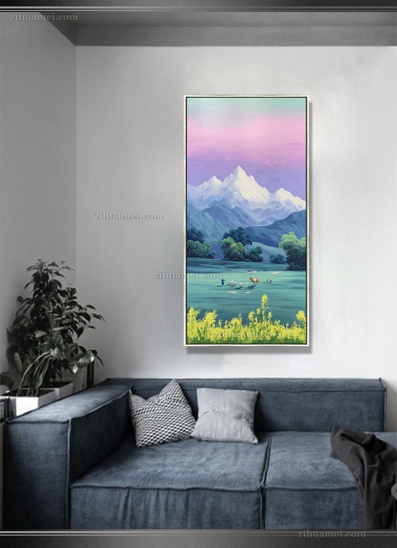 纯手绘油画牧羊人风景油画
