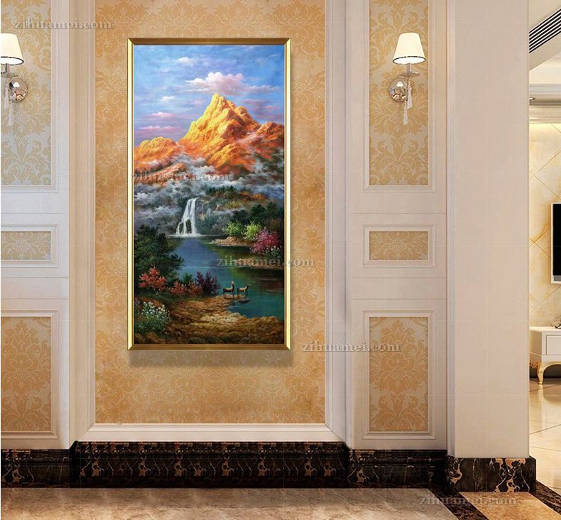 纯手绘油画山水画风水油画