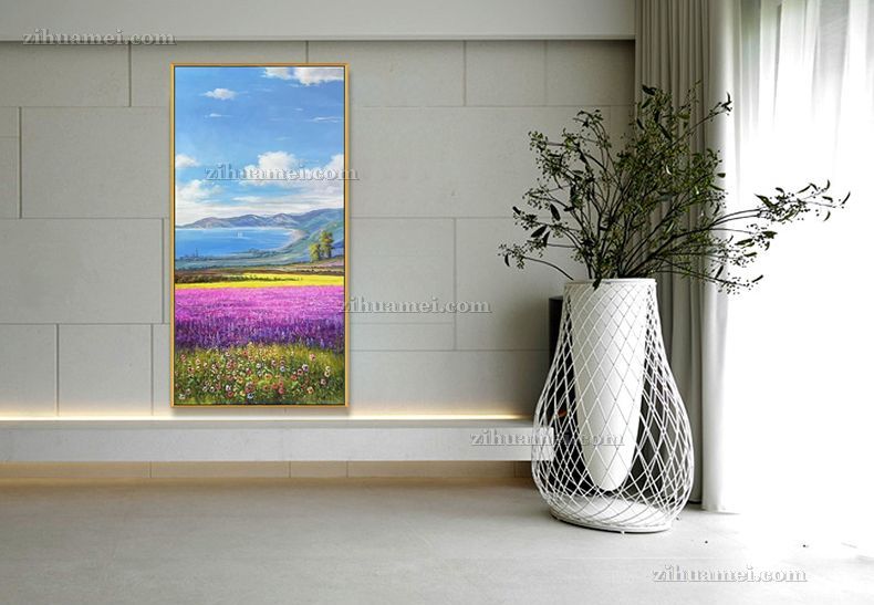 玄关薰衣草花卉风景油画