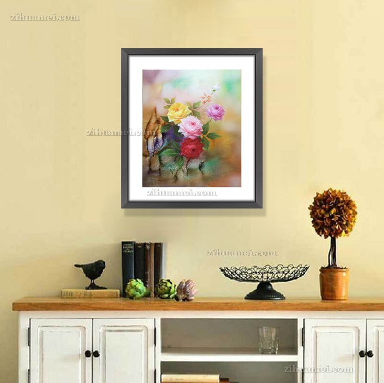 纯手绘花卉油画玫瑰花油画