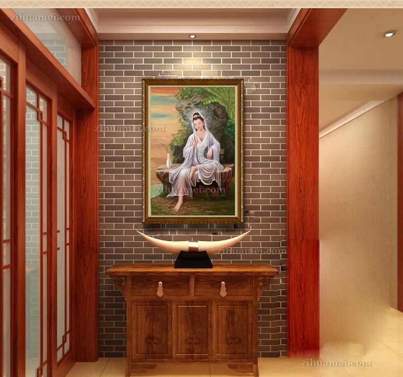中式神话人物油画纯手绘油画观音菩萨