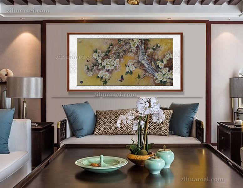 适合客厅背景墙的花鸟国画水墨工笔画
