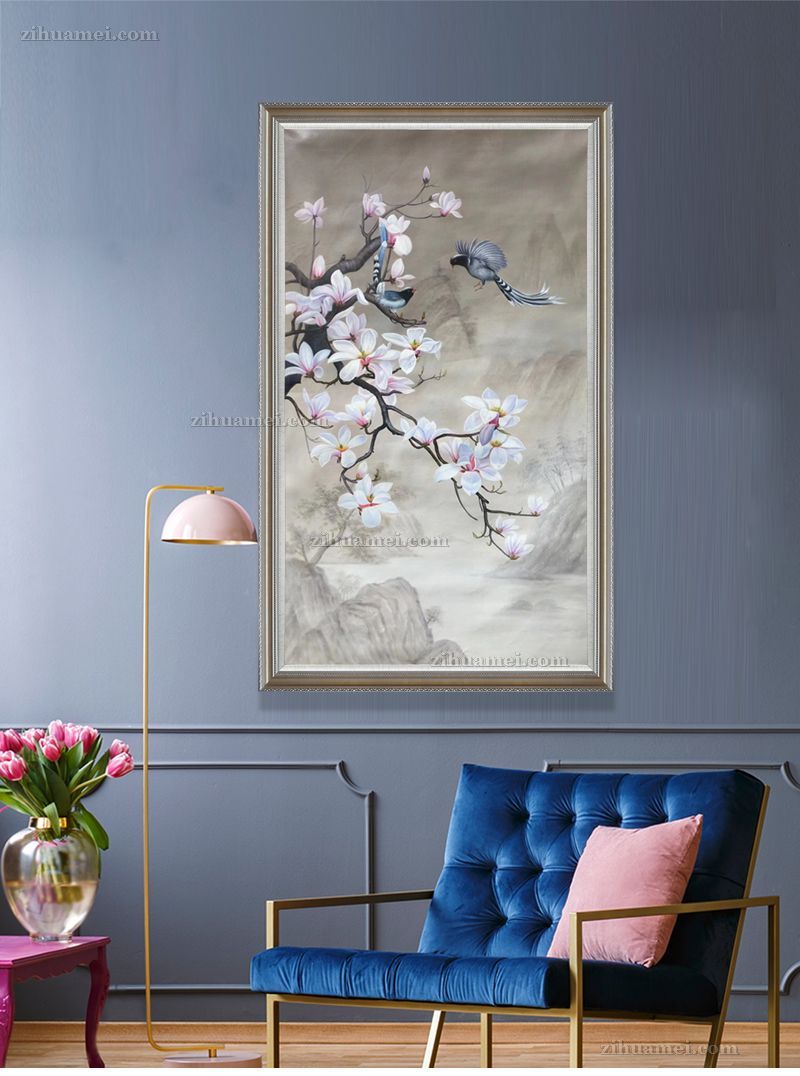 适合走廊过道的花卉油画玉兰花开