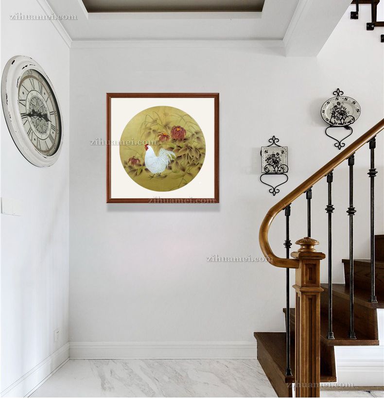中国国画雄鸡工笔国画