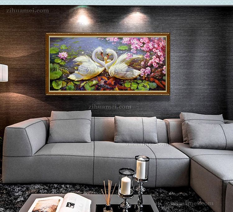 适合客厅大厅的动物手绘油画
