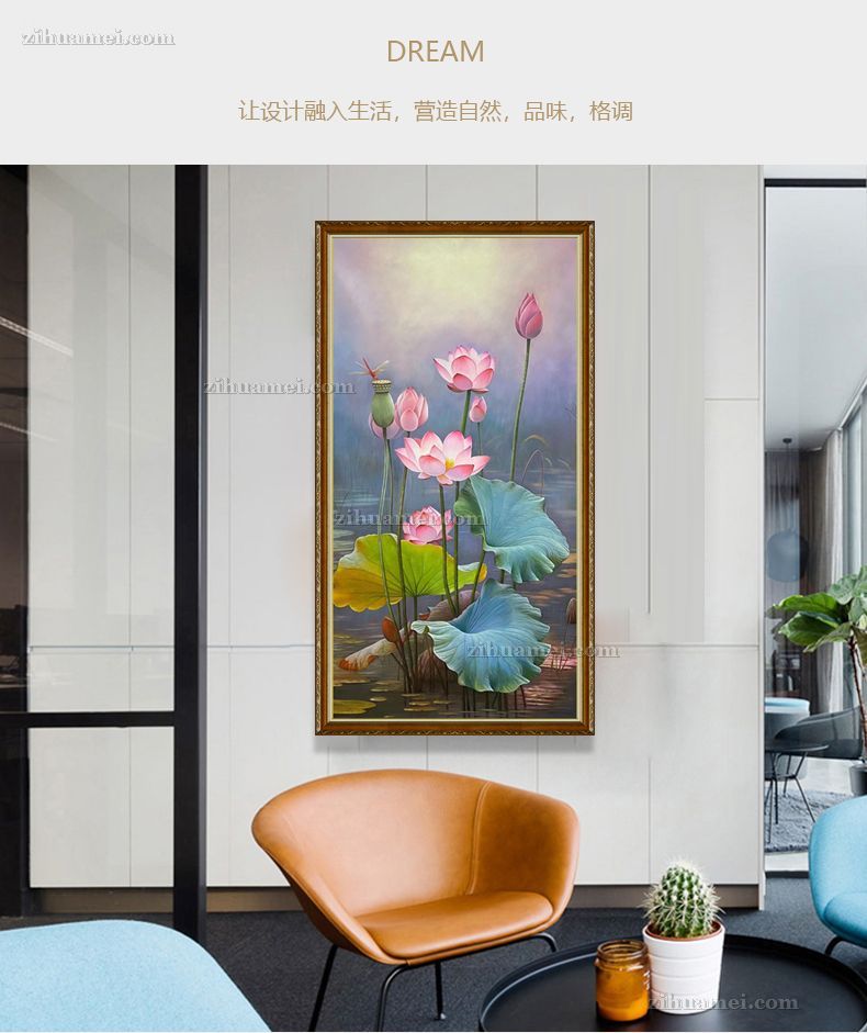 荷花池风景油画纯手绘油画
