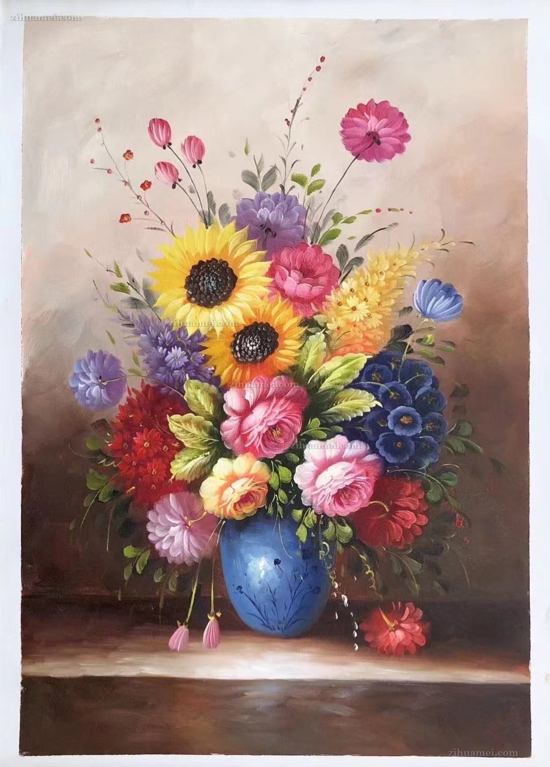 纯手绘花卉油画