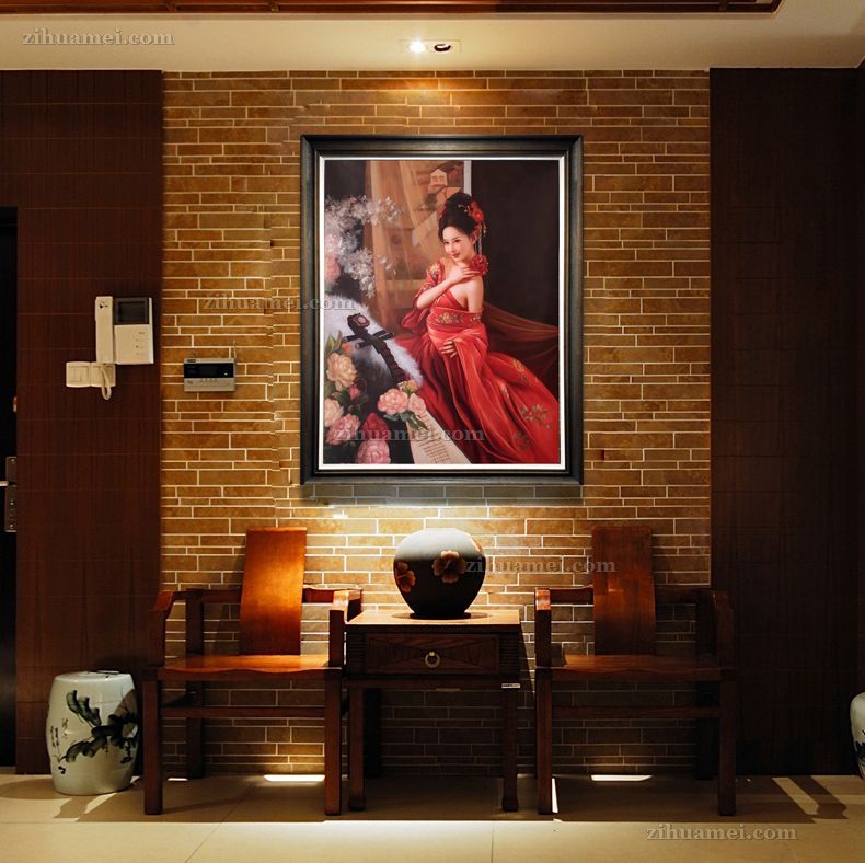 酒店茶楼美女人物油画纯手绘油画