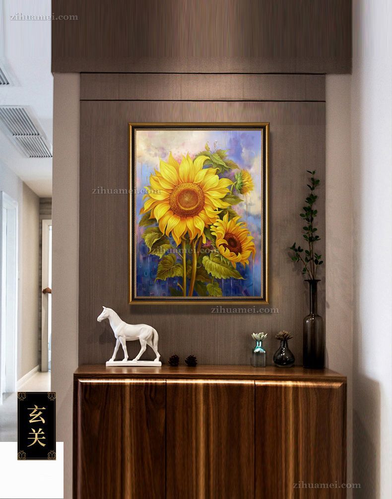 适合玄关花卉油画向日葵油画