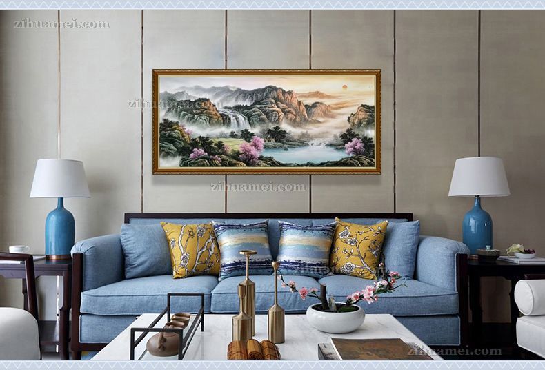 大厅聚宝盆风景油画精品山水画