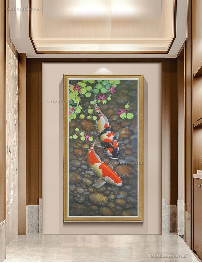 纯手绘锦鲤图纯手绘油画